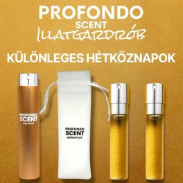   KÜLÖNLEGES HÉTKÖZNAPOK - NŐI ILLATGARDRÓB (2 ILLATTAL ÉS 1 DB FIOLATARTÓ ALUMINIUM TOKKAL ÉS 1 DB LUXUS BÁRSONYTASAKKAL)