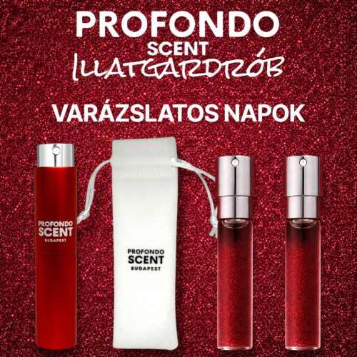 VARÁZSLATOS NAPOK - NŐI ILLATGARDRÓB (2 ILLATTAL ÉS 1 DB FIOLATARTÓ ALUMINIUM TOKKAL ÉS 1 DB LUXUS BÁRSONYTASAKKAL)